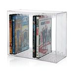 STORi Stackable Clear Plastic DVD Organizer with Rubber Feet | Rectangular Holder Perfect for Office and Theater Room | Holds up to 14 Standard DVD Cases | Made in USA