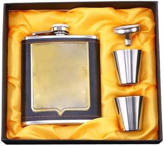 Flasks, 7 Oz Shot Flask, Hip Flask Set, Hip Flasks for Liquor with Funnel Wine Glass, Leak Proof Stainless Steel Flasks for Man - Black Classical