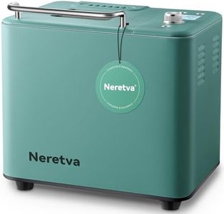 Neretva 20-in-1 2LB Bread Maker Machine with Gluten Free Pizza Sourdough Setting, Digital, Programmable, 1 Hour Keep Warm, 2 Loaf Sizes, 3 Crust Colors - Receipe Booked Included (Green)