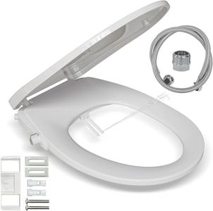 Dusch WC Sitz mit Bidet Funktion, Bidet Aufsatz für Toilette ohne Stromanschluss, Toilettendeckel mit Absenkautomatik, Dusch-WC-Aufsatz mit Zwei Düsen für Gesäßdusche und Ladydusche (B0406)