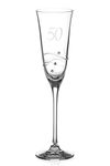 DIAMANTE Swarovski 50th Birthday Champagne Glass – Single Crystal Champagne Flute with a Hand Etched “50” - Embellished with Swarovski Crystals