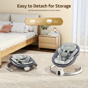 Fdlscpem Electric Baby Swing – Light Grey, Soothing Motion Seat
