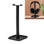 2 in 1 Headphone Stand with Phone Holder, ABS Gaming Headset Headphone Stand Holder Hanger, Solid Base, Tablet Holder (Black)