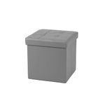 La Maison Foldaway Ottoman Storage Blanket Toy Box Stool Faux Leather Silver Grey 38x38cm