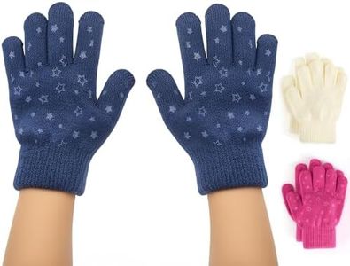 Brook + Bay Kids Magic Gloves - 3 Pack Kids Winter Gloves - Cold Weather Gloves for Boys & Girls - Children's Knit Gloves