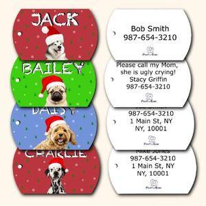 PawFurEver - Personalized Dog Tags and Cat Tags for Christmas - Cat and Dog Name Tags Personalized - Pet Dog ID Tags Personalized - Customized Cat & Dog Tags for Pets with Your Pets Photo - Red