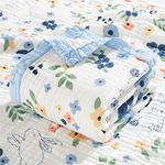 Chickwin Cotton Muslins Swaddle Blanket for Newborn/Baby, Cartoon Print Soft Warm 6 Layers Muslins Cloths Bath Towel Toddler Baby Shower Pram Cot Bed Sleeping Throw (Blueberry,115x150cm)