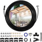 Misting Cooling System Kit, 50FT Misting Line + 10 Brass Mist Nozzles + Brass Adapter(3/4") Outdoor Mister for Porch Patio Garden Greenhouse Trampoline Waterpark