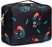 Hanging Travel Toiletry Bag Cosmetic Make up Organizer for Women Waterproof (Orange Flamingo)