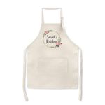 Print Maniacs Personalised Apron Adjustable Pocket Baking Chef Ladies Women Kitchen Cooking Bib Unique Gift For Her Birthday Mothers Day Any Name Flower Wreath (Own Name)