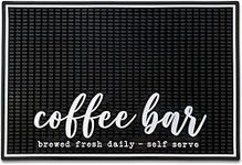 New Mungo Coffee Bar Mat - Coffee Bar Accessories for Coffee Station, Coffee Accessories, Coffee Bar Decor, Coffee Decor - Brewed Fresh Daily - Self Serve Coffee Maker Mat - Rubber Mat - 18”x12”