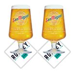 Roxley | San Miguel Nucleated Pint Beer Glasses X2 | Lager Beer 56Cl Size Glass Man Cave | Made in UK