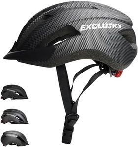 Exclusky Bike Helmet Men Women Adult Cycle Helmet with LED Light Adjustable Mountain Bike Helmet Lightweight MTB Road Cycling Bicycle Helmet 56-61cm (Carbon)