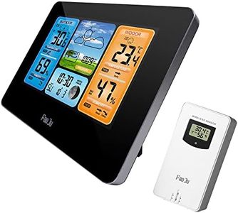 Domary FJ3373 Multifunction Digital Weather Station LCD Alarm Clock Indoor Outdoor Weather Forecast Barometer Thermometer Hygrometer with Wireless Outdoor Sensor USB Power Cord