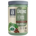 Botanica Perfect Greens Powder - Organic Super Greens - Chocolate Flavor 173g | Clean Ingredient Plant-Based Vegan Gluten Free Green Vegetable Superfood Powder with Wheat Grass Spirulina Spinach Chlorella Powder