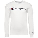 Champion 216474 WW001 WHT Long-Sleeved T-Shirt with Script Logo White, Wht (216474-ww001), XL