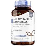 Multivitamins & Minerals - 365 Vegan Multivitamin Tablets - 1 Year Supply - Multivitamin Tablets for Men and Women with 26 Essential Active Vitamins & Minerals - Made in The UK by Nutravita