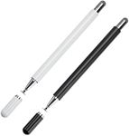 Blucent Stylus Pens Universal Capacitive Disc Tip 2 in 1 Precision Touch Screen Pens Magnetic Cap Stylus Compatible for Touch Screens Smartphone, Tablets, Laptops 2 Pieces (Black & White)