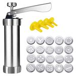 Justpe Cookie Press Gun Kit, Electric Cookie Press Gun Set for DIY Biscuit Maker Set with 20 Stainless Steel Cookie Discs and 4 Nozzles Biscuit Making and Icing Set Multifunctional Cookie Press Set