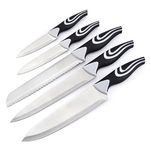 Machado High Carbon Stainless Steel Chef, Slicer, Bread, Utility, Peeling Knife ABS Plastic Handle for Cutting Meat, Vegetables for Home Kitchen, Hotel, Restaurants - Set of 5