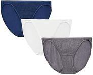 Vanity Fair Women's Illumination String Bikini Panties (Regular & Plus Size), 3 Pack - Navy/White/Steele, 7