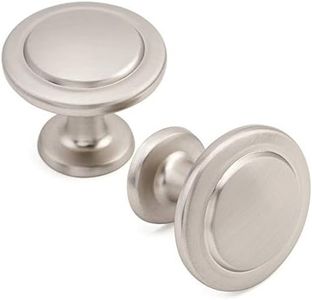 KOOFIZO Stepped Round Cabinet Knob - Brushed Nickel Pull Handle (Dia.31mm / 1.2 Inch), 10-Pack for Kitchen Cupboard Door, Bedroom Dresser Drawer, Bathroom Wardrobe Hardware