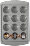 Wilton Ever-Glide Muffin Pan - Enjoy Homemade Muffins, Great for Cupcakes, Roasted Veggies, Shredded Potato Egg Cups and More, Steel, 12-Cavity