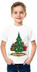 Deilusion Merry Christmas Santa Claus White Graphic Printed Cotton Round Neck Kids Unisex Girls|Boys|Men Half Sleeve T-Shirt… (6-7 Years, A11)