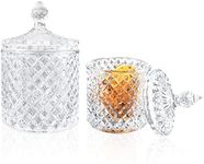 2Pcs Crystal Diamond Faceted Jar wi