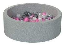 Velinda Soft Jersey Baby Kids Children Ball Pit with 200 balls, Gift (Balls colours: pearl, transparent, light pink, silver)