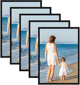Alishomtll Cornice portafoto DIN A3, set da 5 pezzi, 29,7 x 42 cm, in plastica, per più foto, Nero