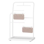 SONGMICS Jewellery Stand, Jewellery Organiser, Jewellery Display Holder with Metal Frame, 2 Earring Boards, 6 Hanging Rods, Necklace Earring Bracelet Holder, for Rings, Cloud White JJS024W01