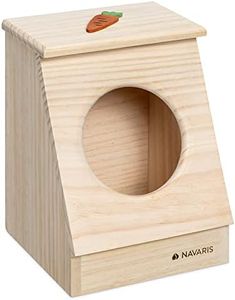 Navaris Hay Feeder for Rabbit - Wood Hay Holder for Small or Medium Rabbits, Bunny, Guinea Pig - Wooden Animal Feed Food Box with Cute Carrot Design