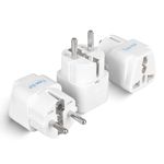 Ceptics Europe Travel Adapter, India to Europe (Schuko) plug - Type E/F European plug adapter, Universal adapter for Europe adapter - CE - RoHS - White - 3 Pack