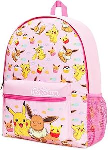 Pokemon Children's Backpack, School Backpack Boys and School Backpack Girls Kids Backpacks, Pokeball Evoli Pikachu Backpack School, pink, One size