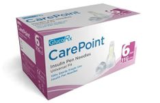 Carepoint Diabetic Insulin Pen Tips 31G x 6 mm (100 Pcs/Box) by GlucoRX + Free Travel Bag