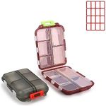 2 Pack Pill Case Small Pill Box Weekly Travel Pill Organizer,10 Grids Portable Pocket Pill Box Dispenser for Purse Vitamin Fish Oil Container Medicine Daily Travel Use