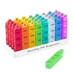 Daviky Monthly Pill Organizer 4 Times a Day, 30 Day Pill Organizer with Daily Pill Box Organizer, One Month Medicine Pill Case, 31 Day Pill Container Pill Holder to Hold Supplement and Medication