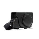 MegaGear MG283 Sony Cyber-shot DSC-RX100 VII, Cyber-shot DSC-RX100 VI, DSC-RX100 V, DSC-RX100 IV, DSC-RX100 III Ever Ready Leather Camera Case with Strap - Black