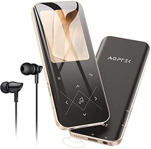 AGPTEK 32Go MP3 Bluetooth 5.3 avec Haut-Parleur, 2.4" Grand Écran Lecteur Musical en Métal Son sans Perte avec Bouton Tactile/Radio FM/Enregistreur Line-in, Baladeur Sport Support Carte 128G-Or Noir