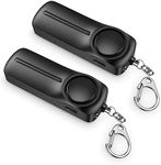 Safe Sound Personal Alarm Keychain for Women Protection - AMIR Safety Siren Keychain Loud Alarm - Personal Alert Device with LED Light - 130 dB Emergency Security Alert Key Chain Whistle, Black-2 Pack