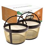 4 Cup Reusable Filter Basket With Closed Bottom Fits MrCoffee Coffee Maker and Brewer - Permanent Filter Replacement for Mr Coffee Gold Basket-Style Filters 2-Pack