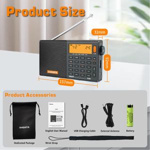 XHDATA D-808 Portable Radio – AM/FM/SW SSB Receiver with LCD Display