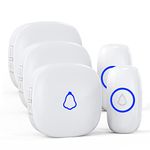 SECRUI Wireless Doorbell with 3 receivers, Waterproof Mini Doorbell 1,000ft Range Loud Enough with 5 Volume Levels Door Chimes & Colorful LED Flashing-White