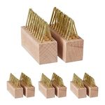 Relaxdays Set of 4 Grout, Steel bristles, Replacement, Garden Cleaning Brushes for Moss and Weeds, Natural/Brass, 70% Wood 30%, Light Brown, Gold, 7,5 x 10 x 3,5 cm