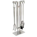 Pilgrim Home and Hearth Sinclair Fireplace Tool Set, 29" Tall, Brushed Stainless Steel (18081)