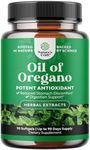 Pure Wild Oregano Oil Softgels - Oil of Oregano Softgels for Immune Support Heart Health and Upset Stomach - Soluble Fiber Antioxidant Supplement Softgels for Bone Health and Daily Energy Boost