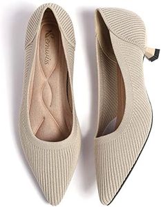 Semwiss Women's Low Heel Classic Pumps Pointed Toe Kitten Heels Shoes，Comfortable Casual Pumps for Women Dressy, Nude, 8 US