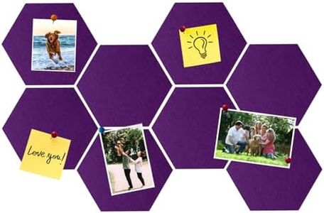 HULAVO 8 Pcs Hexagon Felt Cork Bulletin Board Tiles, Self Adhesive DIY Bulletin Board Pin Board for Office School Home Wall Decor Memos Photos Display(Purple)