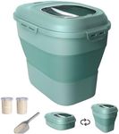 DDMOMMY 20-50 Lbs Food Storage Containers,Collapsible Rice Container with Wheel Airtight Locking Lid,Flour Storage Container with Small Food Jar and Scoop,Suitable for Food,Rice,Pet Food,Flour